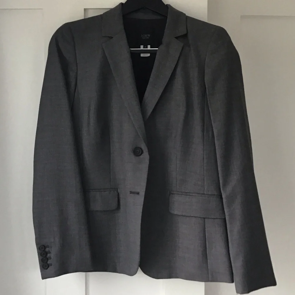 J. Crew Dark Gray Two-Piece Suit Blazer and Pencil skirt - Picture 4 of 5